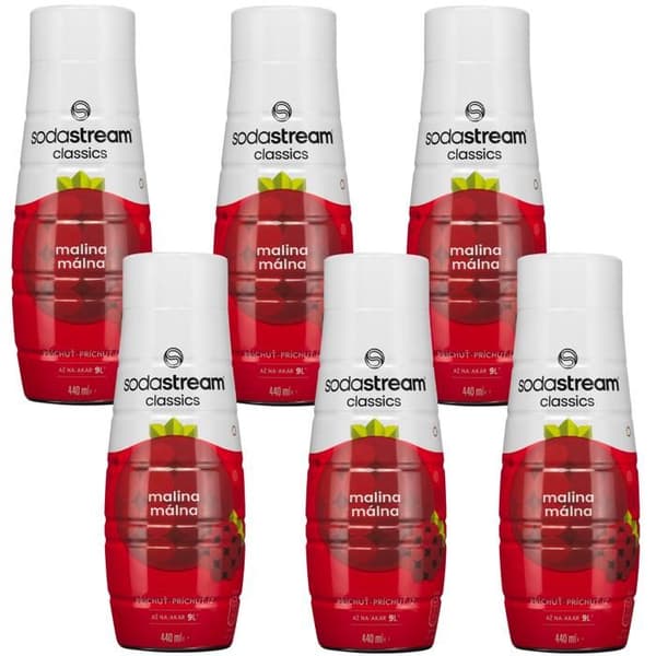 Hallonsirap - SODASTREAM - 440ml - 6 flaskor - Äkta smak - För kolsyrade drycker