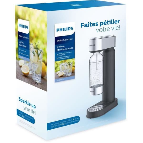 PHILIPS ADD4902BK Sodamaskin - Svart kromfinish - 425g CO²-cylinder - 1L PET-flaska
