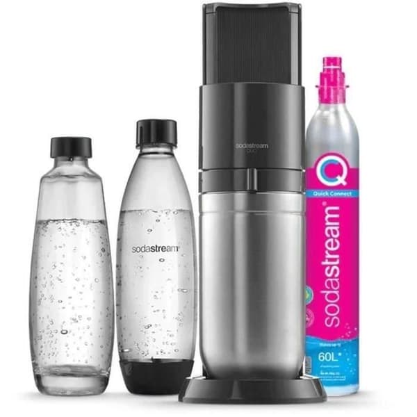 Maskin för läsk och kolsyrat vatten SODASTREAM - DUO Svart - 2 flaskor som är diskmaskinssäkra + 1 gaspatron 60L