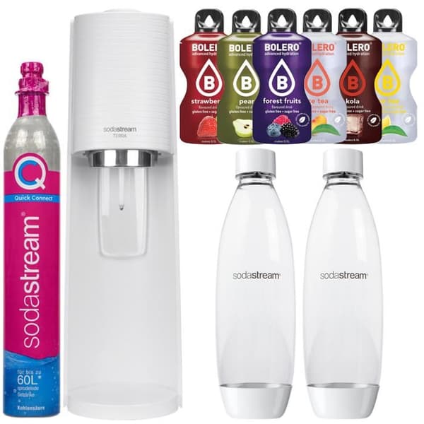 Sodastream Terra Vit svart som gör bubblor + 2 flaskor + boléro