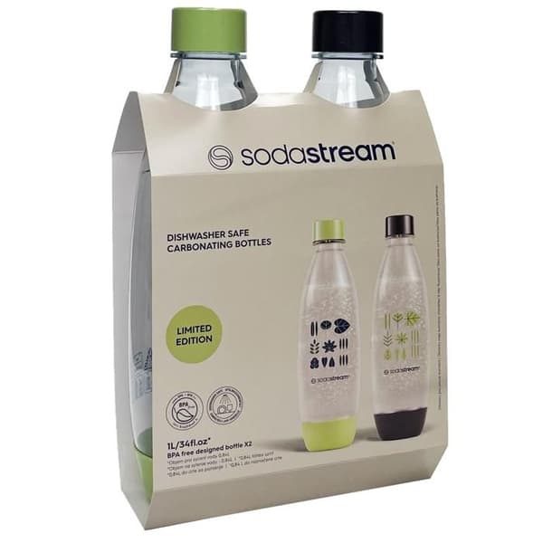 Sodastream Fuse 2 förpackningar med 1 L gröna/svarta folieflaskor