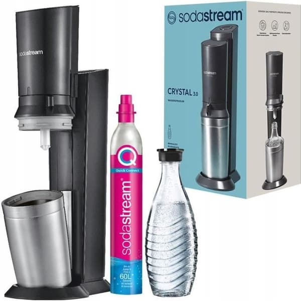 Sodamaskin - Sodastream - Crystal 3.0 - Svart - 0,6 l glaskaraff - Rapid CO2