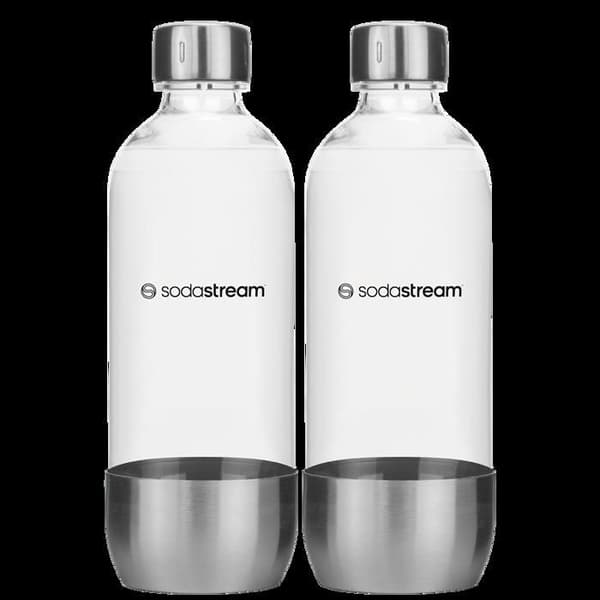 2x KOLSYRSPRODUKT SODASTREAM SILVER 1L STÅL METALL UTAN BPA