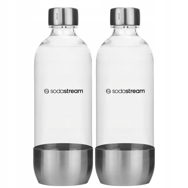 2x KOLSYRSPRODUKT SODASTREAM SILVER 1L STÅL METALL UTAN BPA