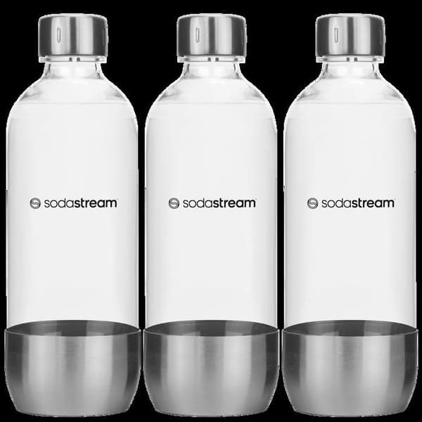 3x SODASTREAM BUBBLARENSFLASKA ARGENT 1L STÅL METALL UTAN BPA