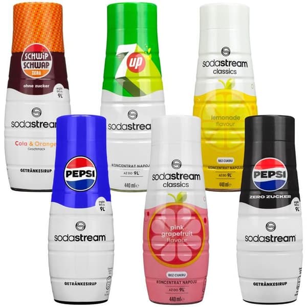 6X SODASTREAM PEPSI 7UP SCHWIP SCHWAP GREJPFRUIT CITRONSYRA FÖR SATTURATOR