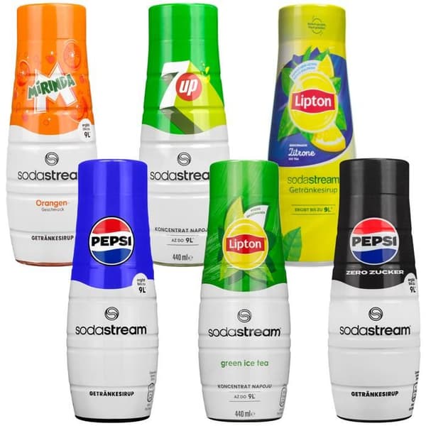 6X SODASTREAM SIRAP PEPSI 7UP MIRINDA LIPTON KONCENTRAT FÖR KOLSYSTEM 440ml