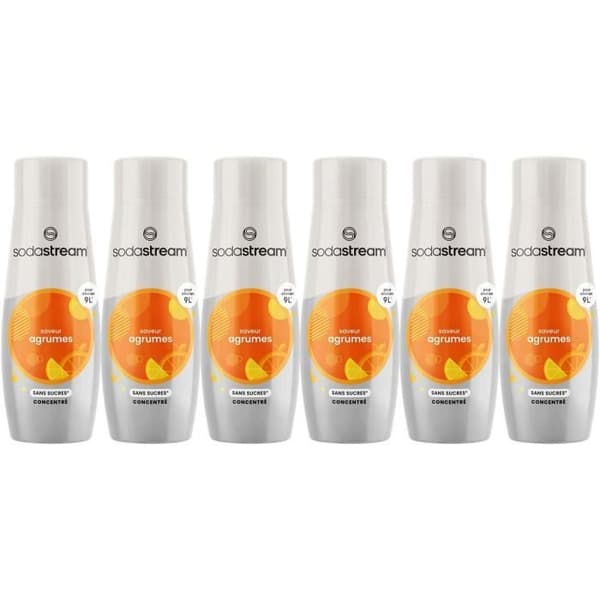 SODASTREAM-koncentrat - Paket med 6 sockerfria citruskoncentrat - Upp till 54L drycker - 440 ml