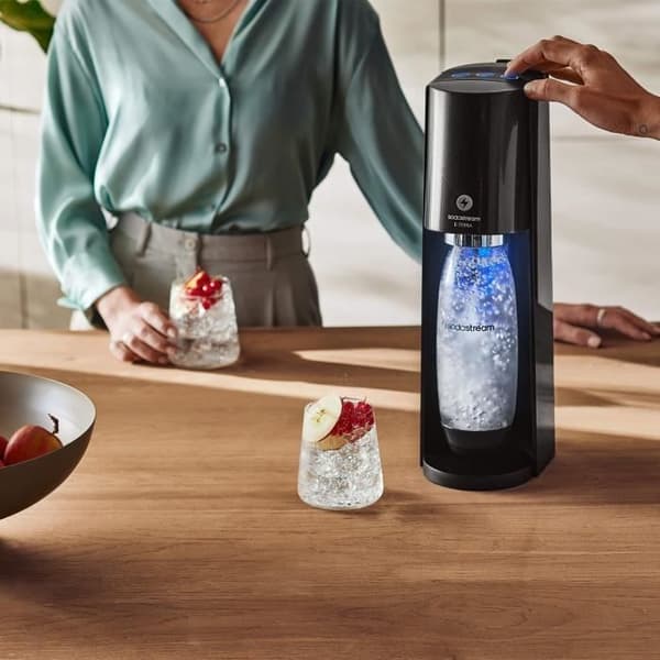 Sodamaskin - SODASTREAM - E-TERRA - 1 diskmaskinflaska - 1 CO2-påfyllning 60L - Svart