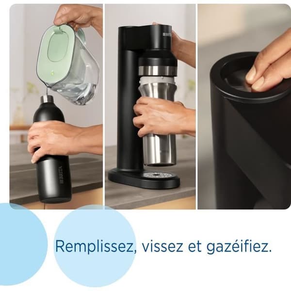 Bärbar vattenflaska BRITA - Kompatibel med SodaTRIO - Kapacitet 0,65L - Rostfritt stål - Svart