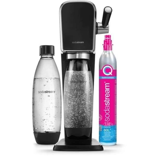 SODASTREAM sodavands- og danskvandsmaskine - ART Black - 2 opvaskemaskine-sikre flasker - 1 60L gaspåfyldning