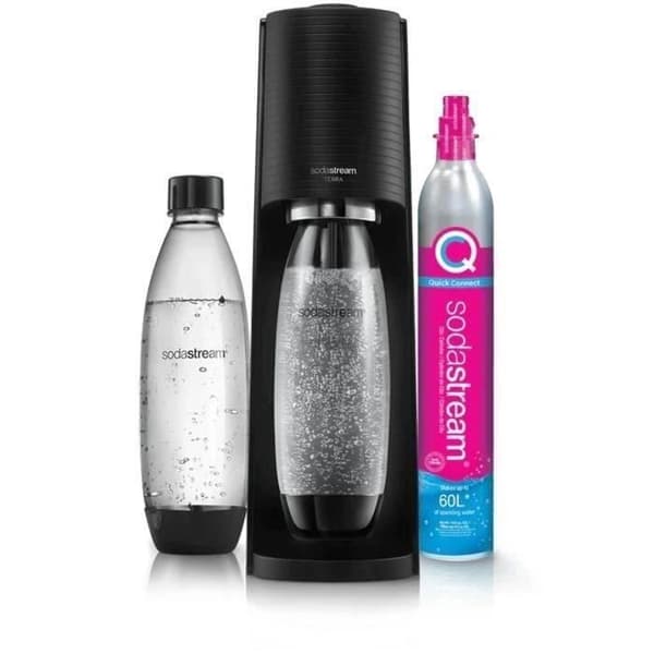 SODASTREAM TERRANLV - TERRA Black Machine Pack 2 LV-flaskor + 1 CQC-växelflaska
