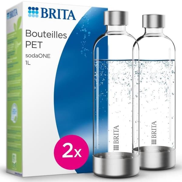 Pakke med 2 BRITA-flasker - Til SodaONE-maskine - Kapacitet 1 l - PET