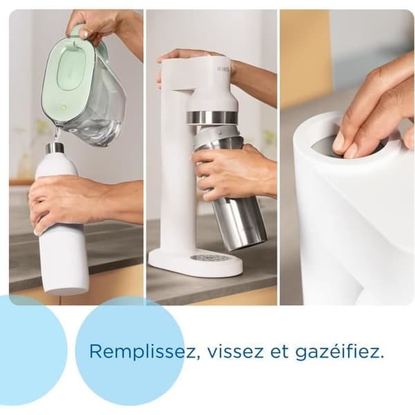 BRITA Sodamaskine - SodaTRIO Hvid - 1 1L flaske og 1 CO2-cylinder medfølger