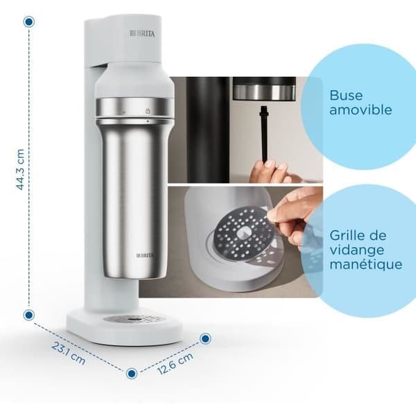 BRITA Sodamaskine - SodaTRIO Hvid - 1 1L flaske og 1 CO2-cylinder medfølger