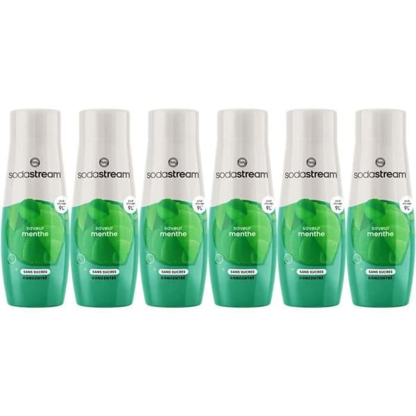 SODASTREAM Koncentrater - Pakke med 6 sukkerfri myntekoncentrater - Op til 54 liter drikkevarer - 440 ml