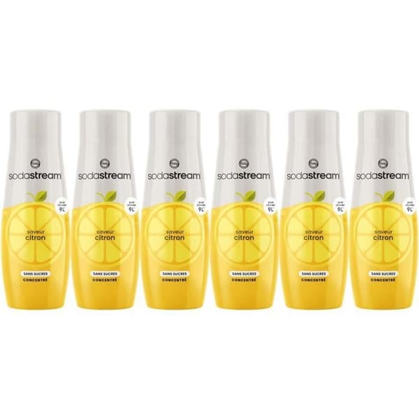 SODASTREAM Koncentrat - Förpackning med 6 sockerfria citronkoncentrat - Upp till 54 liter drycker - 440 ml