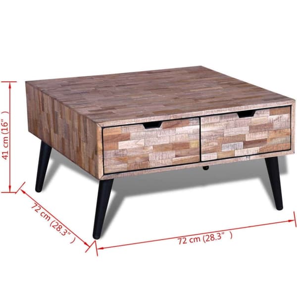 vidaXL Soffbord med 4 lådor återvunnen teak
