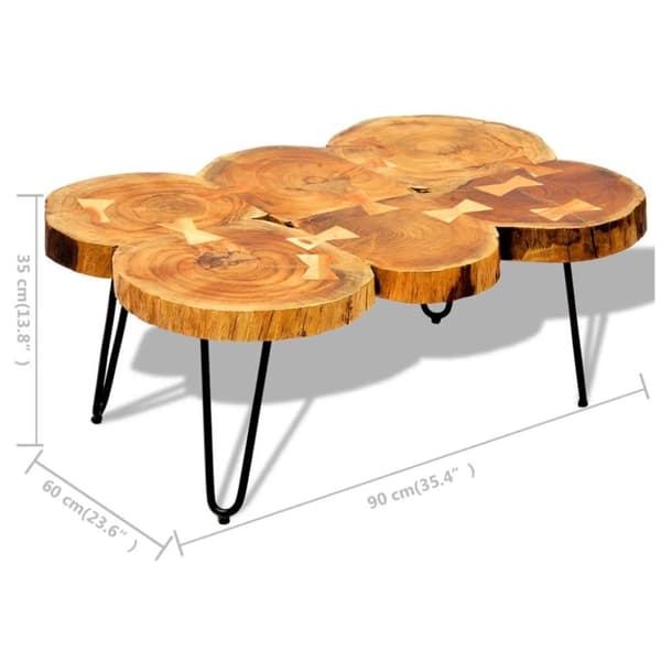 vidaXL Sohvapöytä 35 cm 6 puunrunkolevyä Kiinteä seesampuu