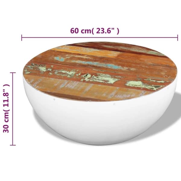 vidaXL Skålformat soffbord återvunnet massivt trä 60x60x30 cm