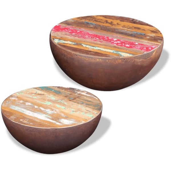 vidaXL Skålformade soffbord återvunnet massivt trä 2 st