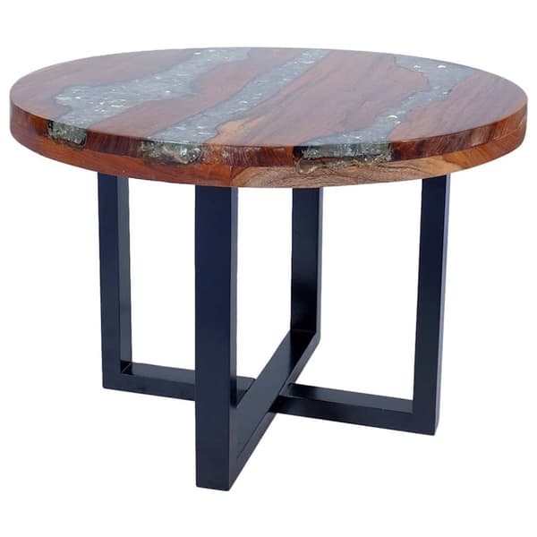 vidaXL Sofabord Teak Harpiks 60 cm change2