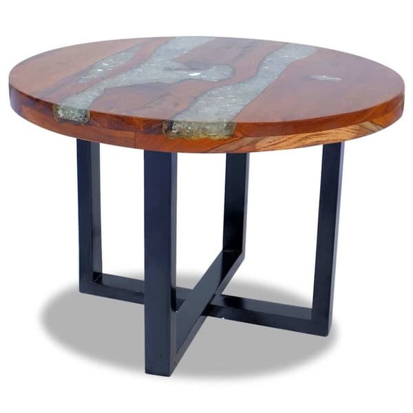 vidaXL Sofabord Teak Harpiks 60 cm change2
