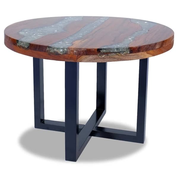 vidaXL Sofabord Teak Harpiks 60 cm change2