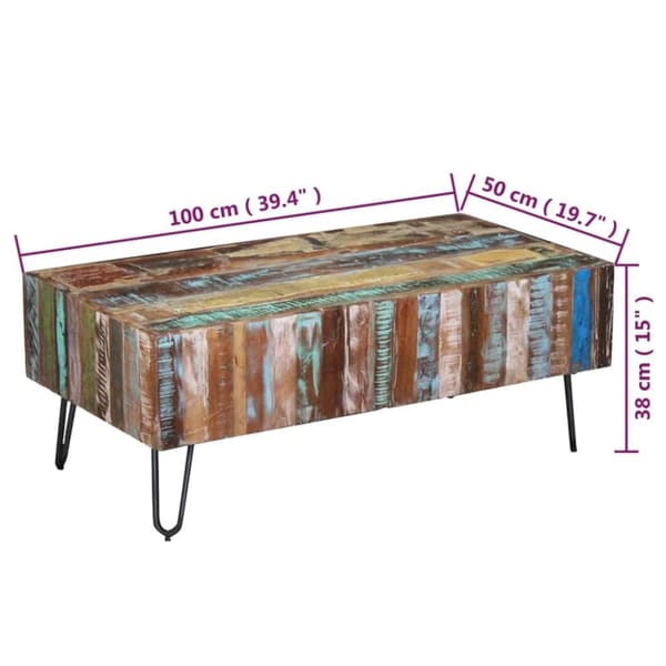 vidaXL sofabord 100x50x38 cm massivt genbrugstræ