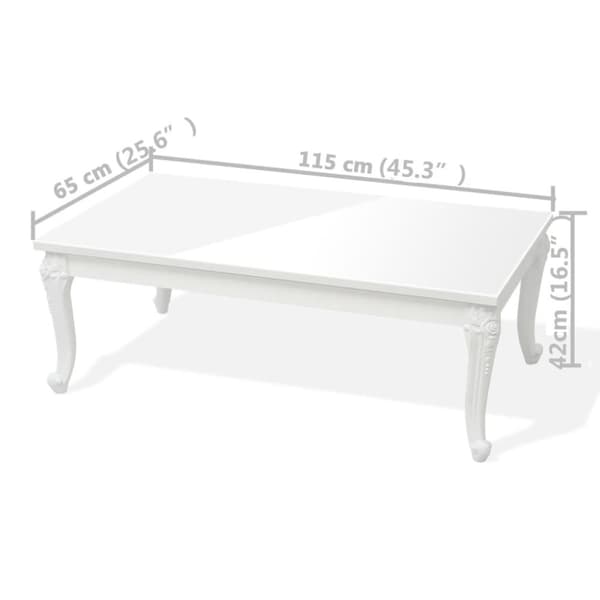 vidaXL Sofabord 115x65x42 cm høyglans hvit change2