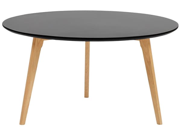 Soffbord Svart Oval Stativben Stabil Trä Bordsskiva Modern Samtida