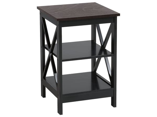 Sivupöytä musta 40 x 60 x 40 cm MDF-levy matta neliö 2 hyllyä moderni