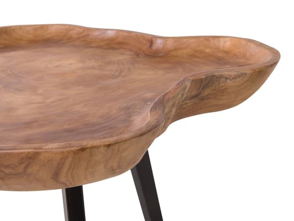 Sivupöytä vaalea 60 x 51 x 56 cm tiikkipuu mustat rosterijalat lakattu matta