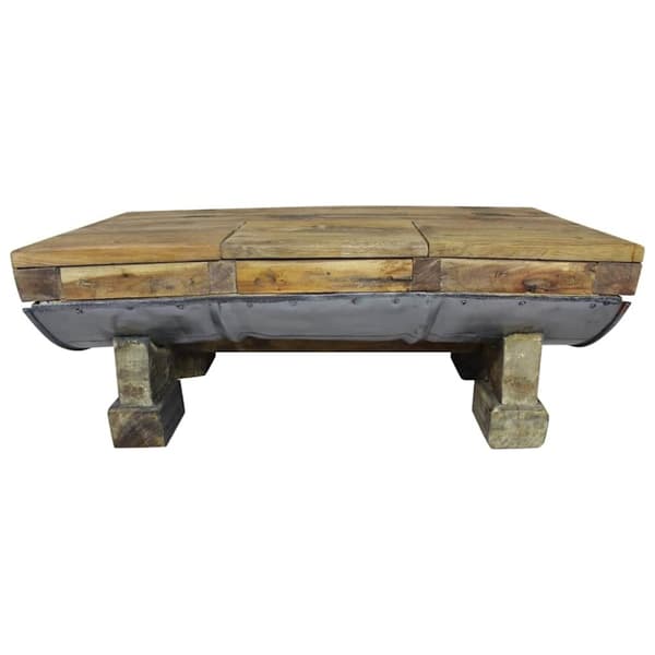 vidaXL sofabord massivt genbrugstræ 90 x 50 x 35 cm