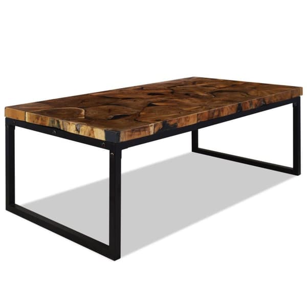vidaXL sofabord i teaktræ og plastik 110 x 60 x 40 cm