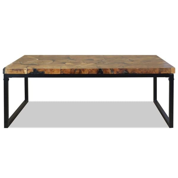vidaXL sofabord i teaktræ og plastik 110 x 60 x 40 cm