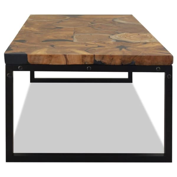 vidaXL sofabord i teaktræ og plastik 110 x 60 x 40 cm