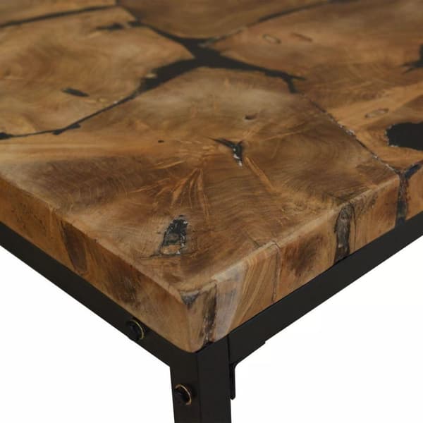 vidaXL sofabord i teaktræ og plastik 110 x 60 x 40 cm