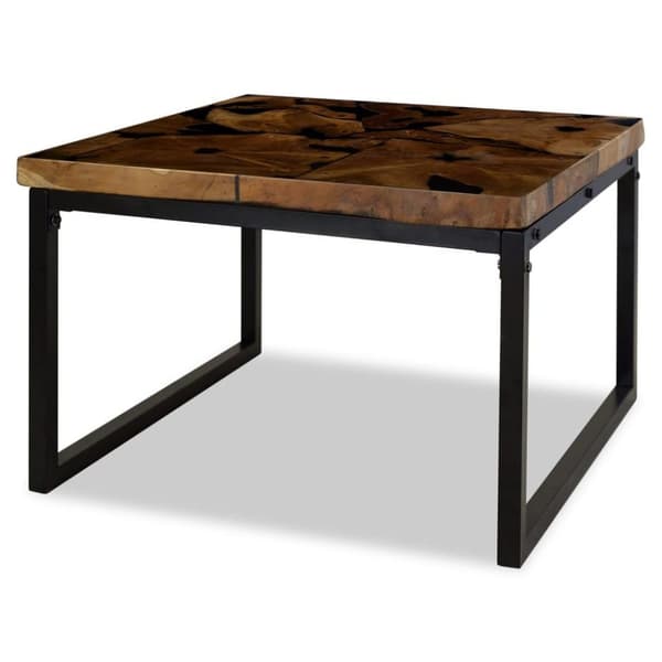 vidaXL sofabord teaktræ og plastik 60 x 60 x 40 cm