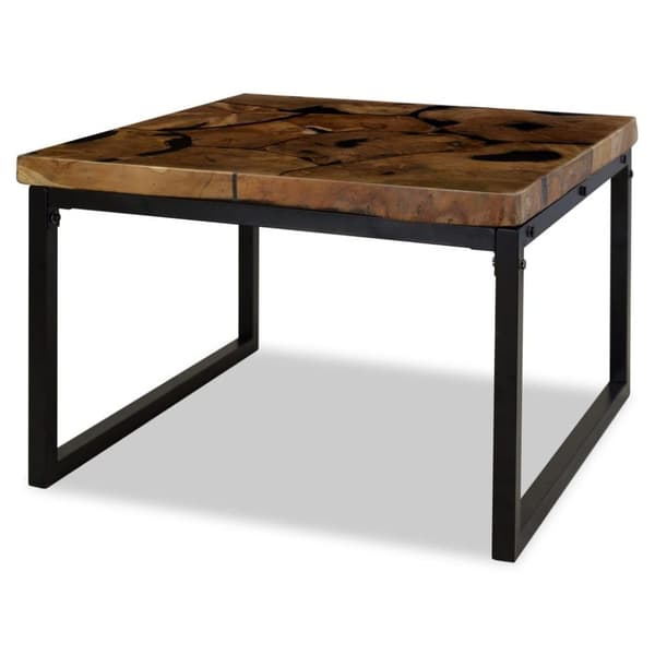 vidaXL sofabord teaktræ og plastik 60 x 60 x 40 cm