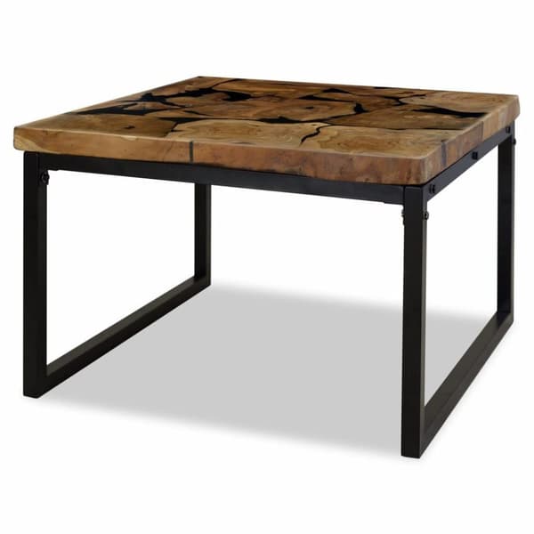 vidaXL sofabord teaktræ og plastik 60 x 60 x 40 cm