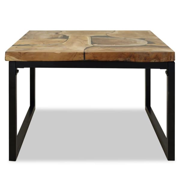 vidaXL sofabord teaktræ og plastik 60 x 60 x 40 cm