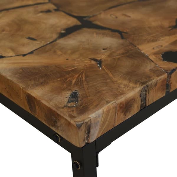 vidaXL sofabord teaktræ og plastik 60 x 60 x 40 cm