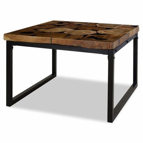 vidaXL sofabord teaktræ og plastik 60 x 60 x 40 cm