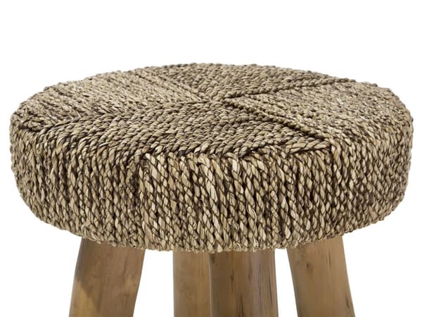Soffbord Ljust Teakträ Beige Fotpall Rustik Stil
