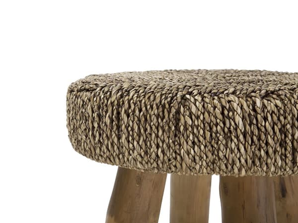 Soffbord Ljust Teakträ Beige Fotpall Rustik Stil