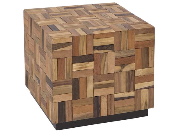 Soffbord Ljust trä Teak Rustik stil Accent Sidobord Kubform