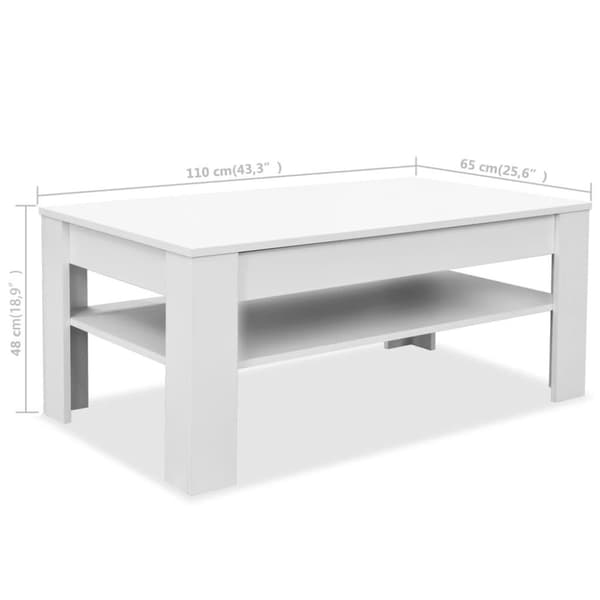 vidaXL Soffbord spånskiva 110x65x48 cm vit
