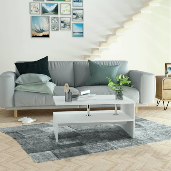 vidaXL Soffbord spånskiva 90x59x42 cm vit