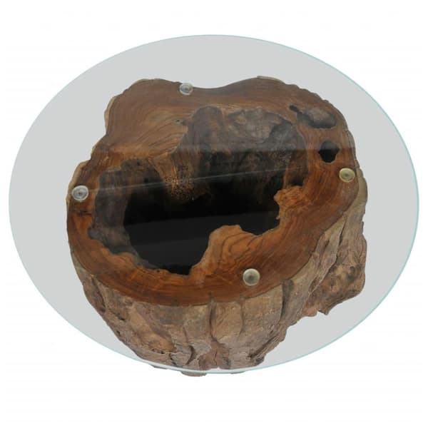 vidaXL Sofabord teak glass 50x40 cm change2